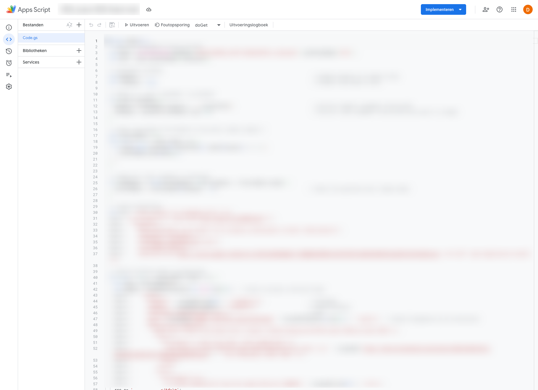 Voorbeeld van een dynamische RSS-feed met behulp van Google App Script